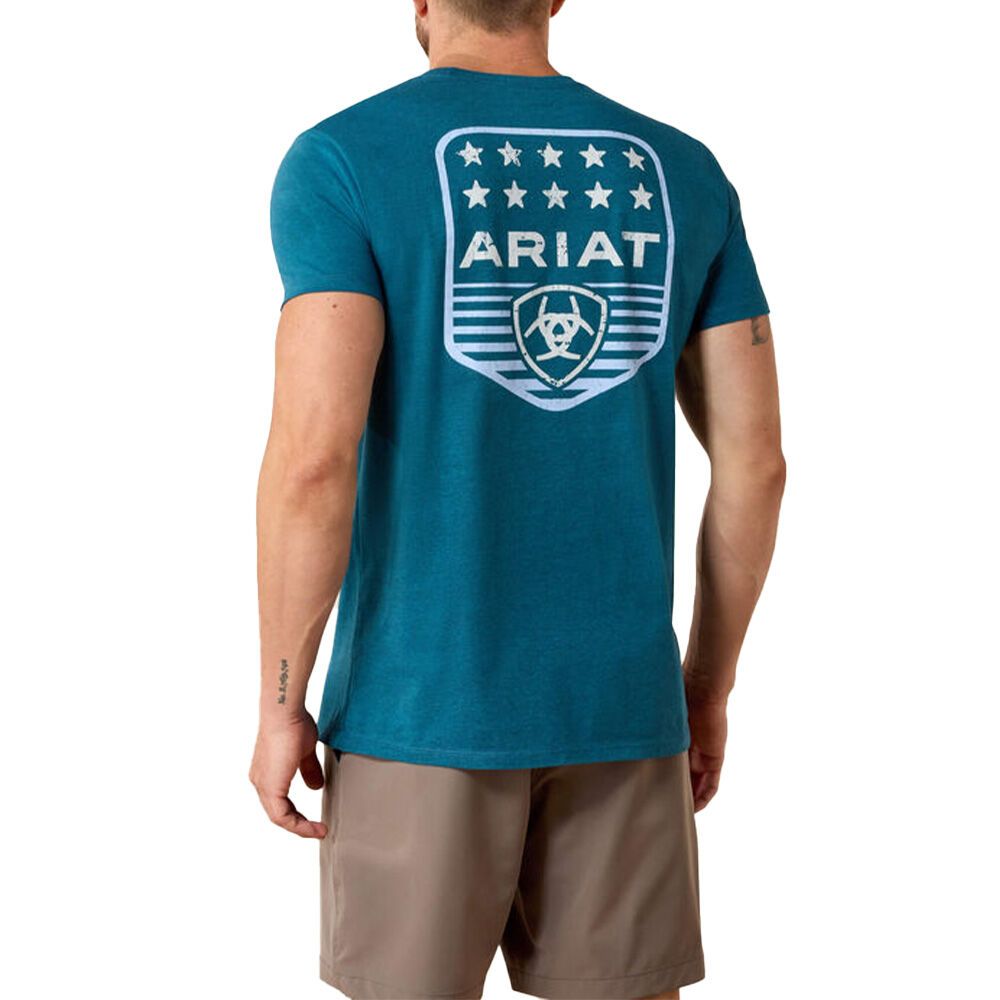 image of Men's Stripe Patriotic Badge Short Sleeve T-Shirt