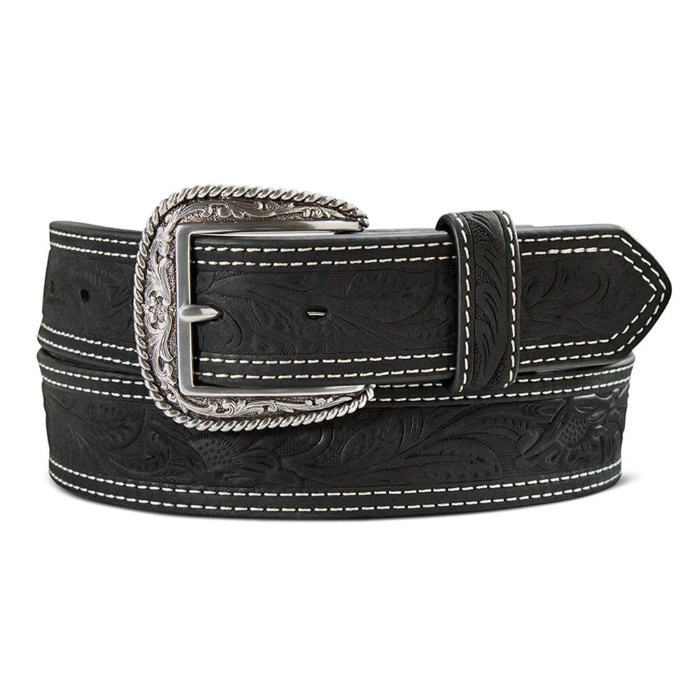 image of Men's Tooled Double Stitch Western Belt