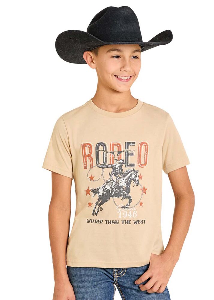 image of Boy's Graphic Short Sleeve Shirt, Cream