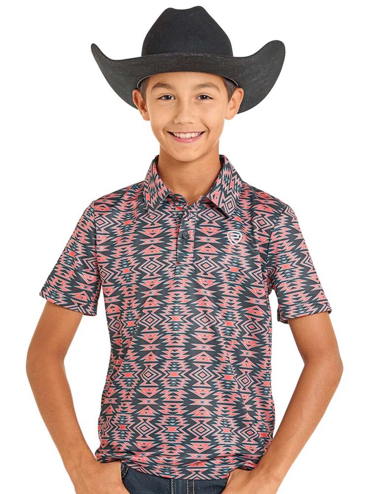image of Boy's Aztec Tiger Polo, Orange