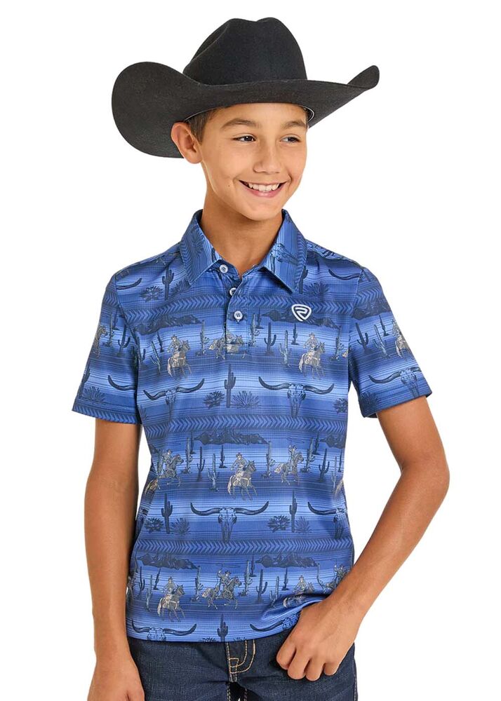 image of Boy's Western Desert Polo, Blue