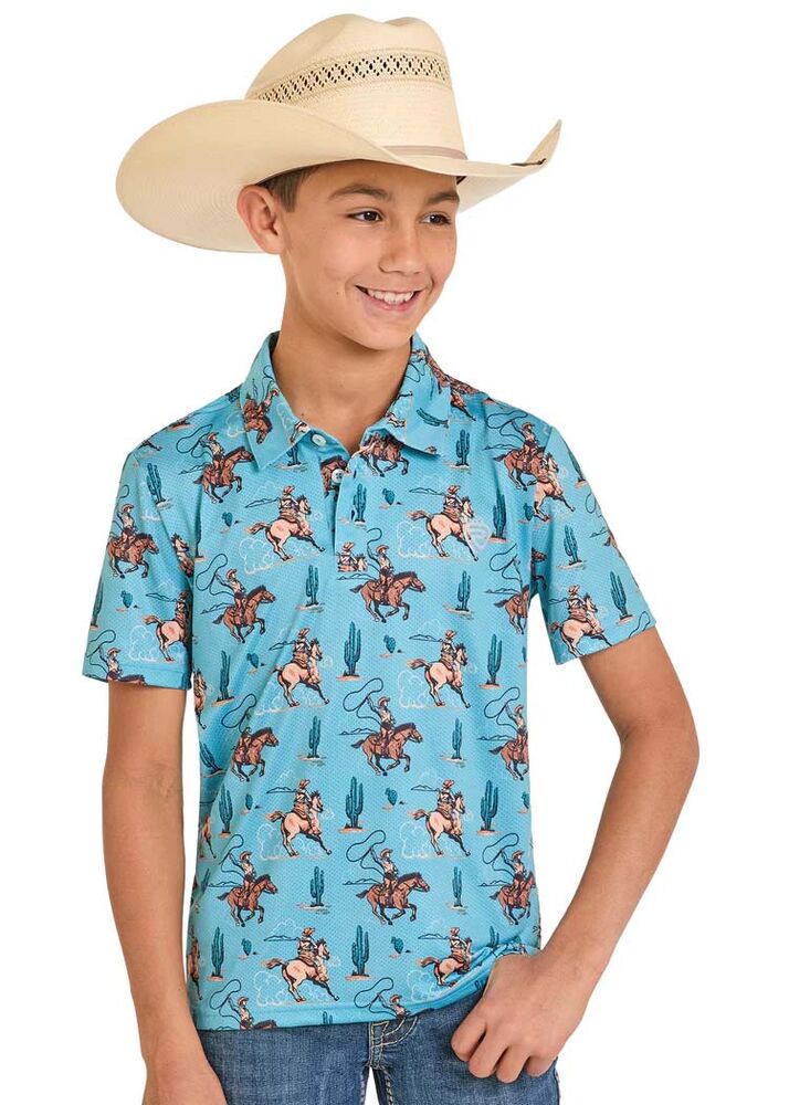image of Boys' Wild West Cowboy Polo
Boys' Wild West Cowboy Polo, Peacock