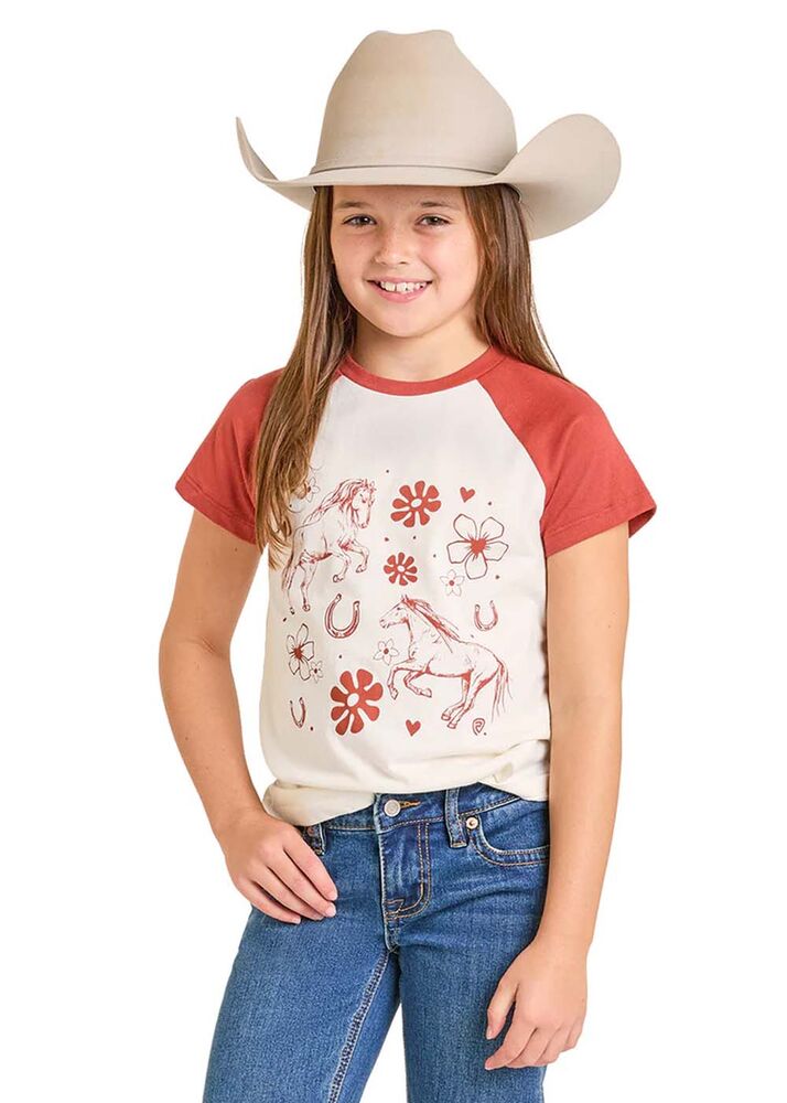 image of Girl's Graphic Short Sleeve Shirt, White