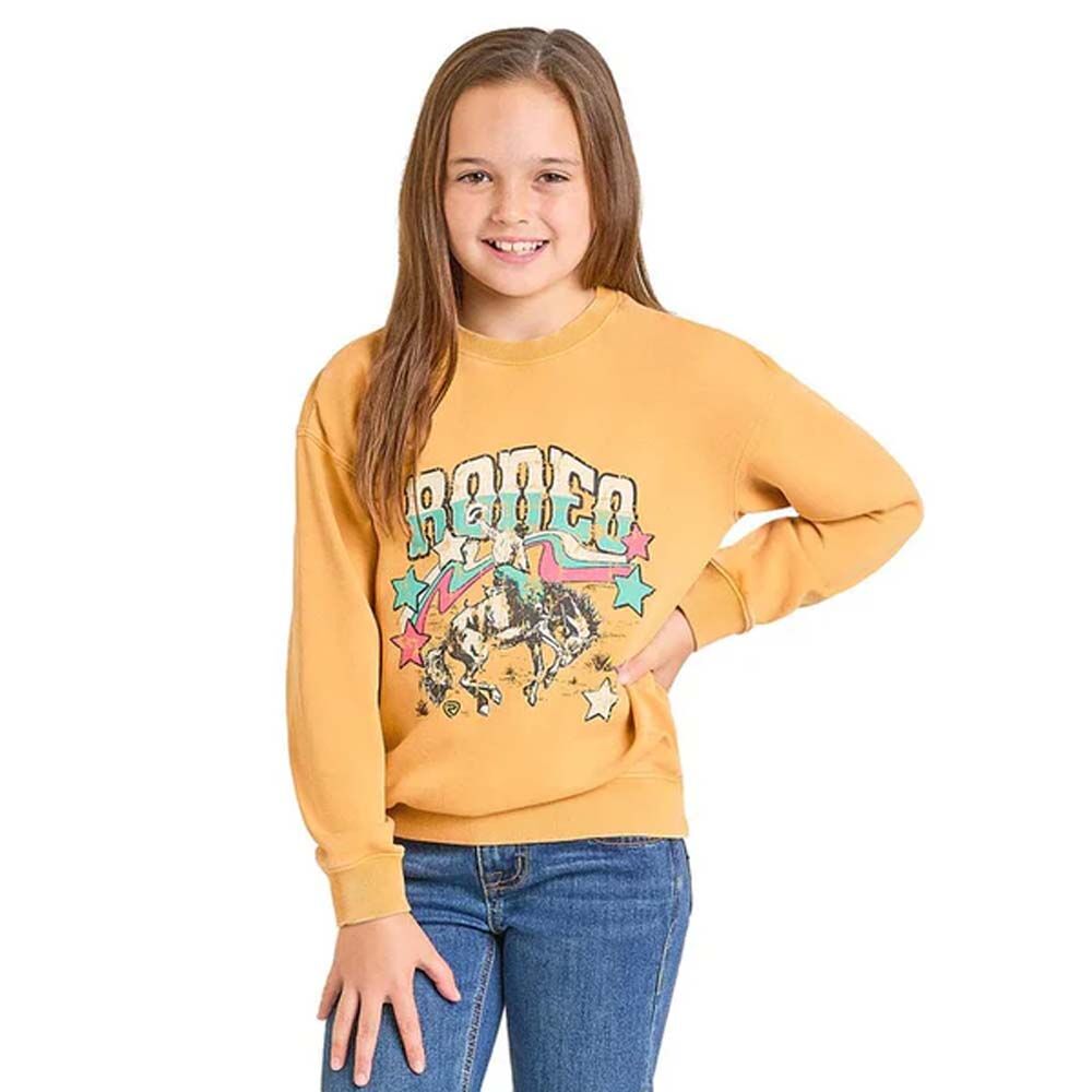 image of Girl's Graphic Pullover, Mustard