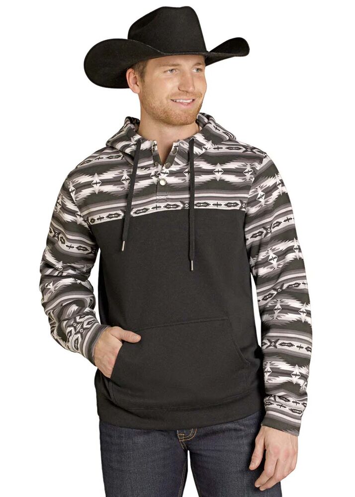 image of Men's Aztec Block Hoodie, Black