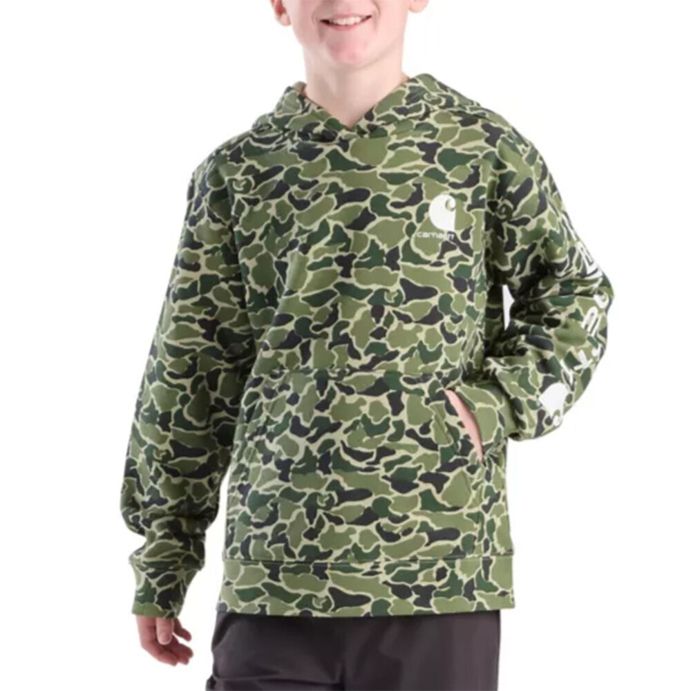image of Boy's Long Sleeve Camo Graphic Hoodie