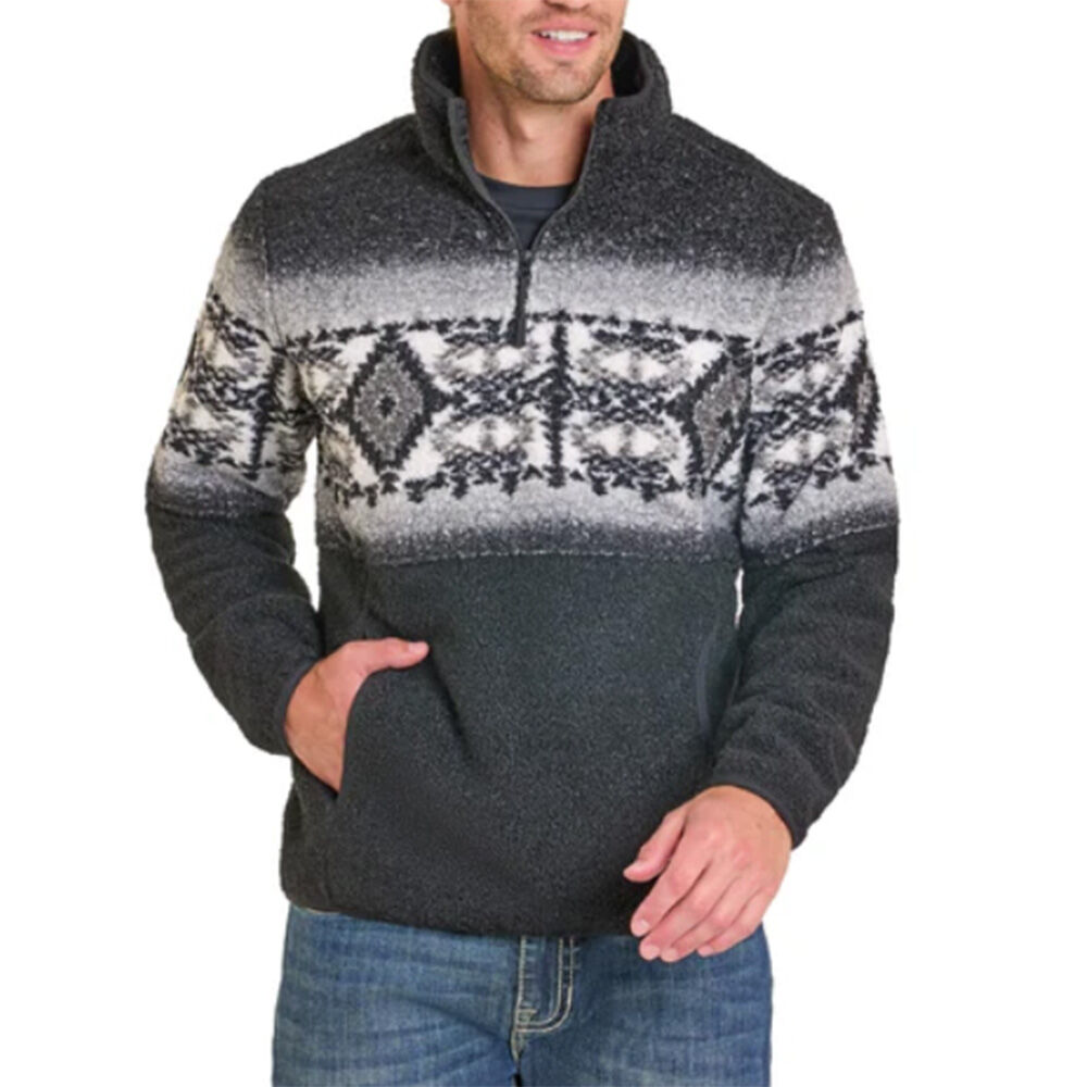 image of Men's Fleece Aztec Border Quarter Zip Pullover