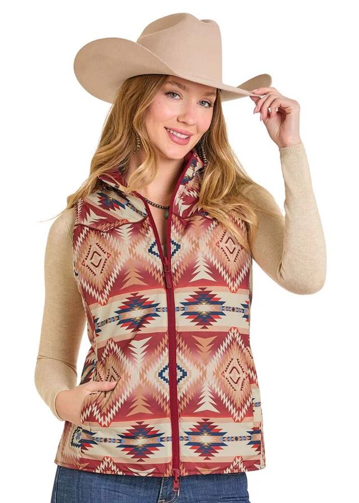 image of Women's Reversible Quilted Vest, Red