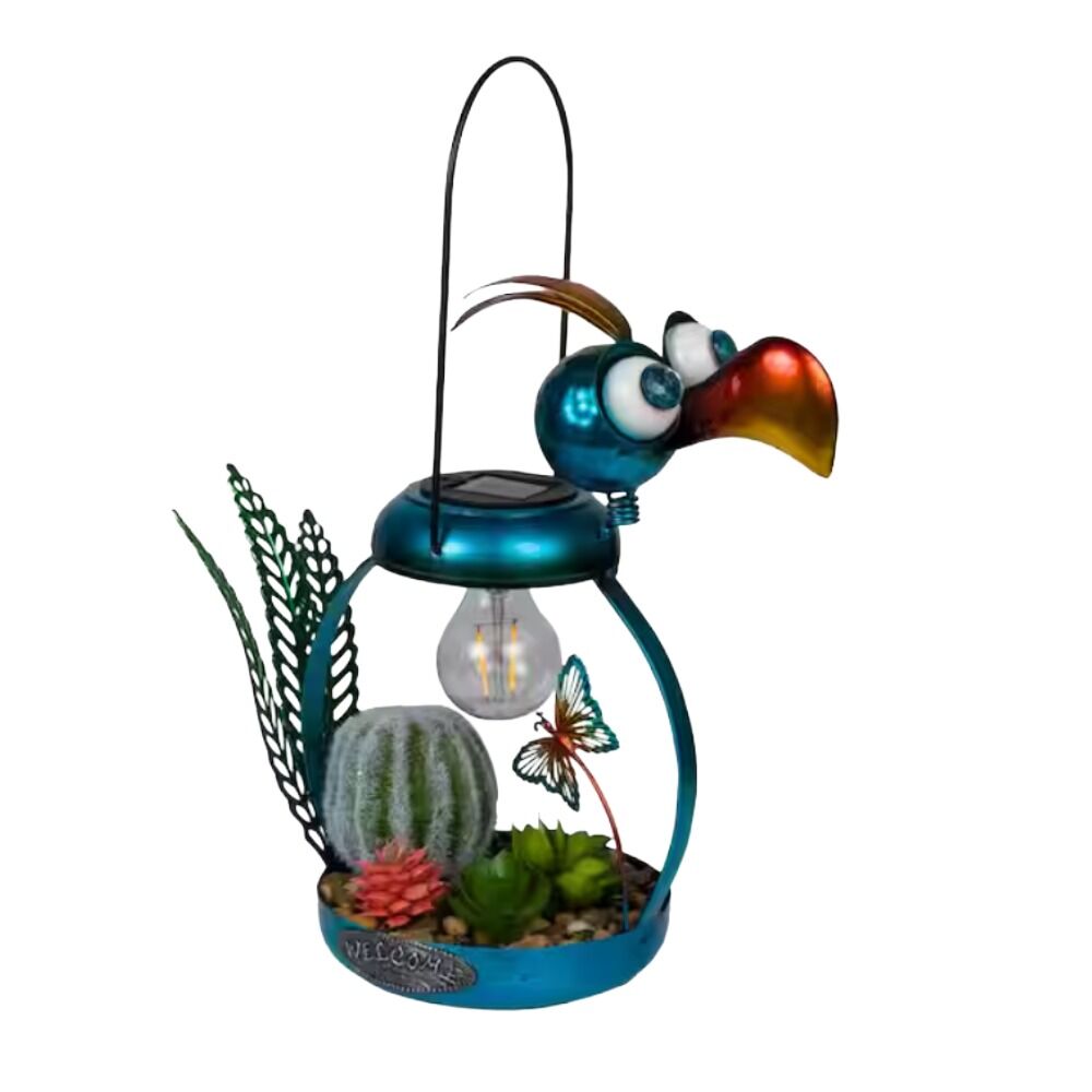 image of Blue Bird Solar Metal with Decor