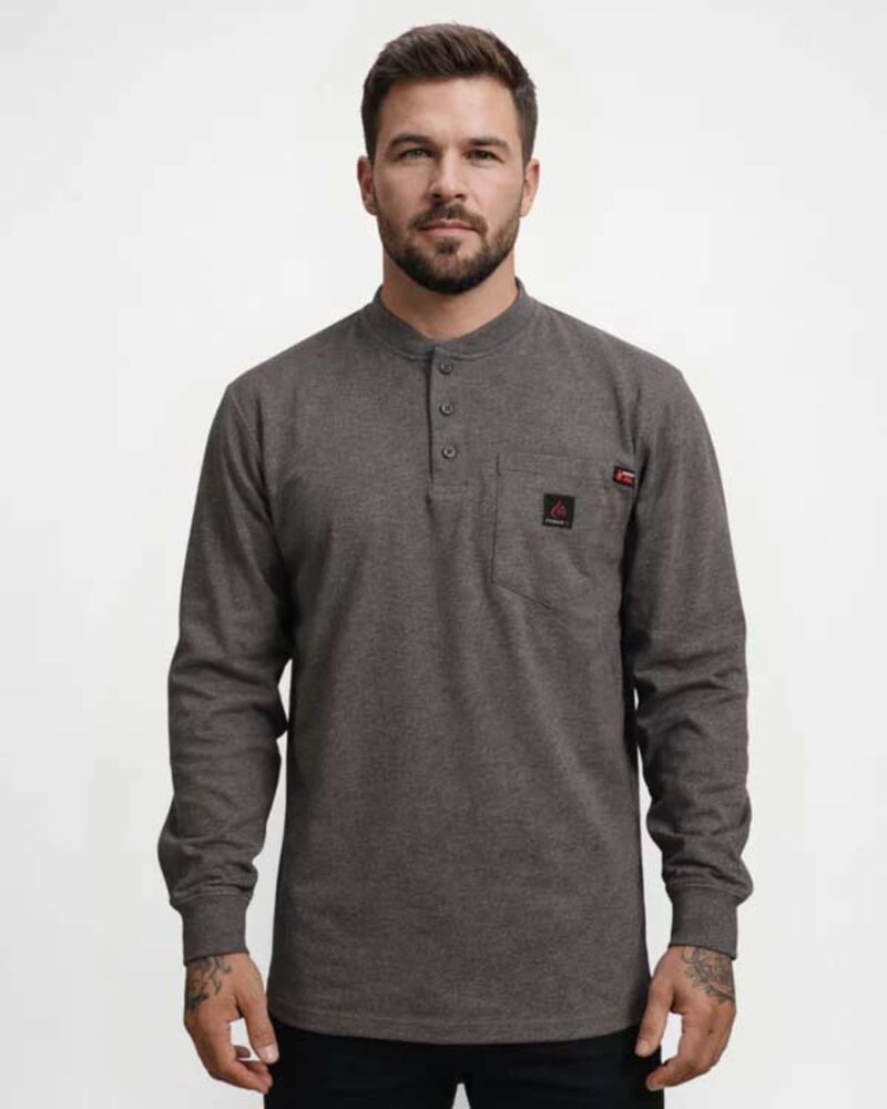 image of Men's Light Weight Henley Tshirt, Charcoal Gray