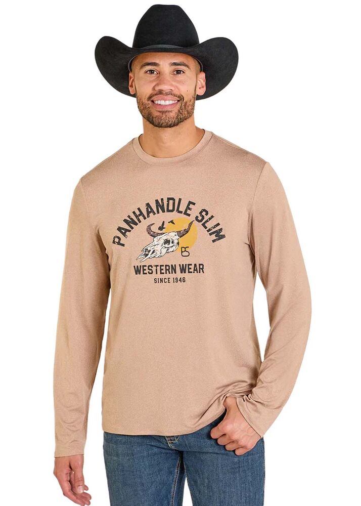 image of Men's Graphic Long Sleeve Shirt, Tan