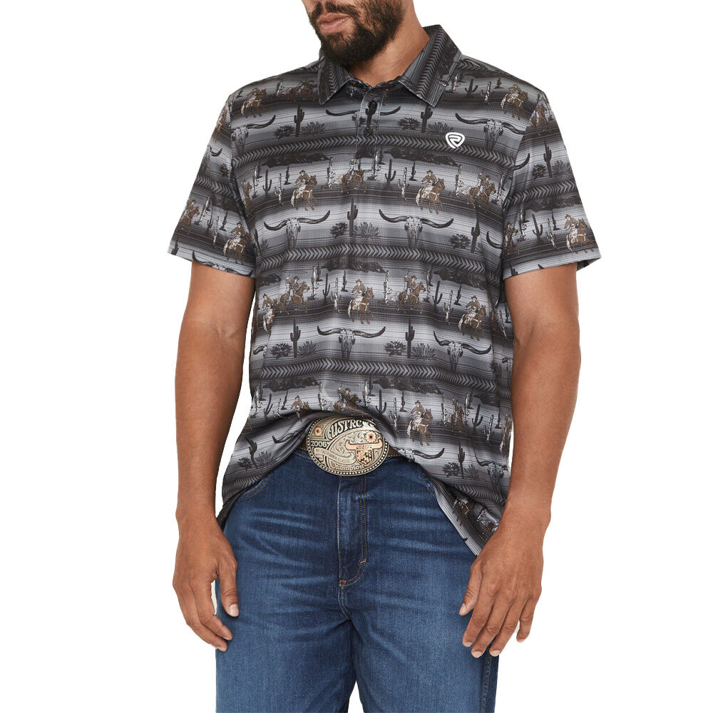 image of Men's Steerhead Print Short Sleeve Polo Shirt