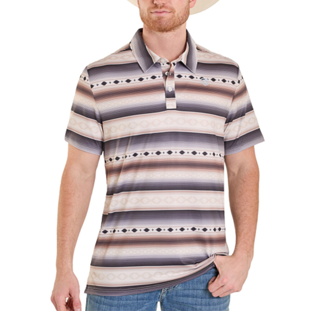 image of Men's Serape Stripe Print Short Sleeve Polo Shirt