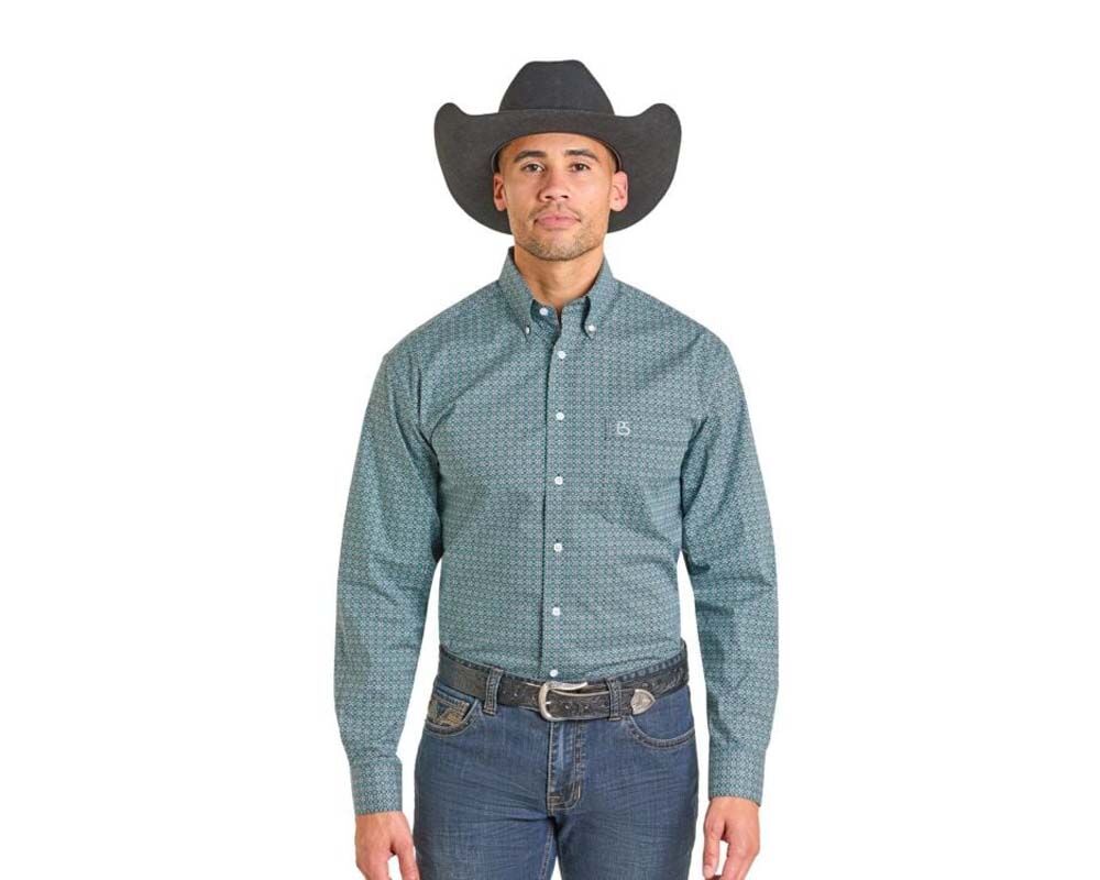 image of Men's Button Down Long Sleeve Shirt, Turquoise