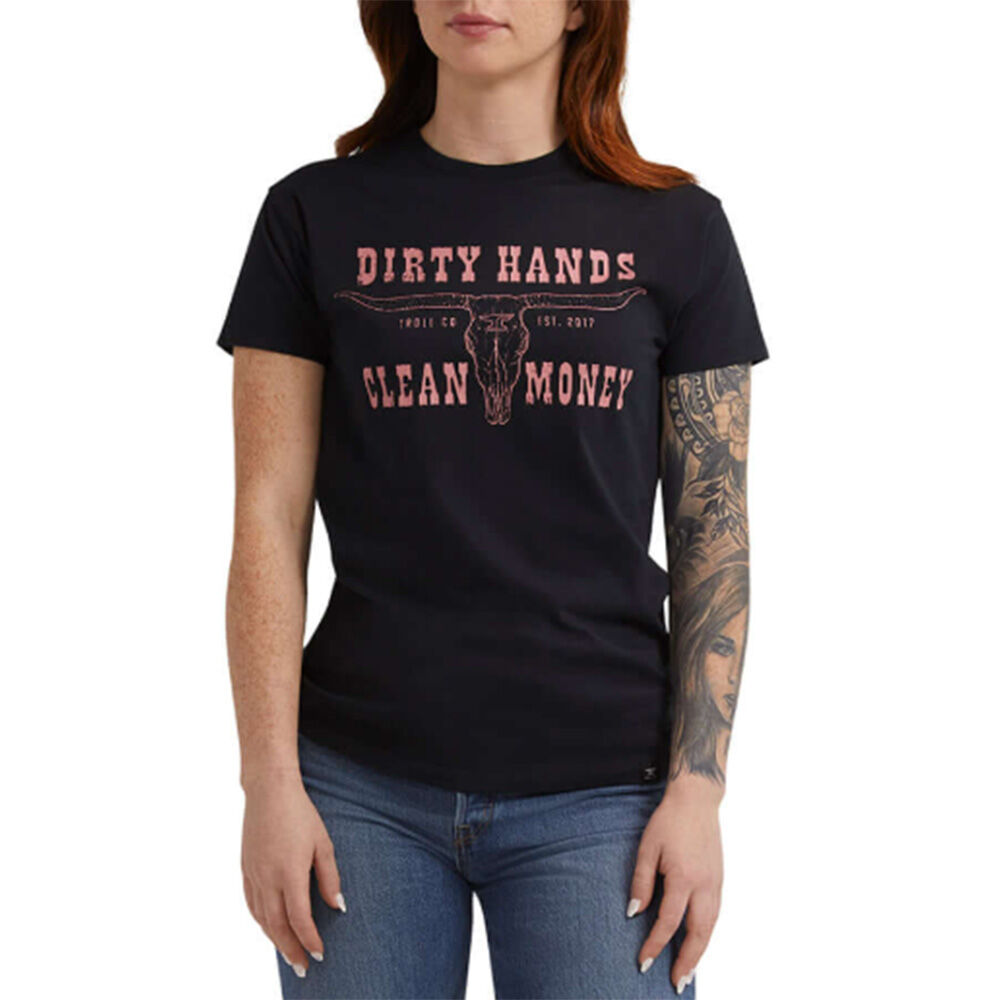 image of Women's Dirty Hands Clean Money Longhorn T-Shirt