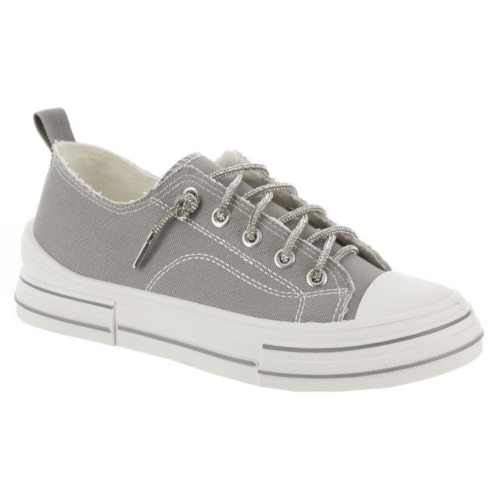 image of Women's Aman Sparkle Lace Up Canvas Sneaker- Gray