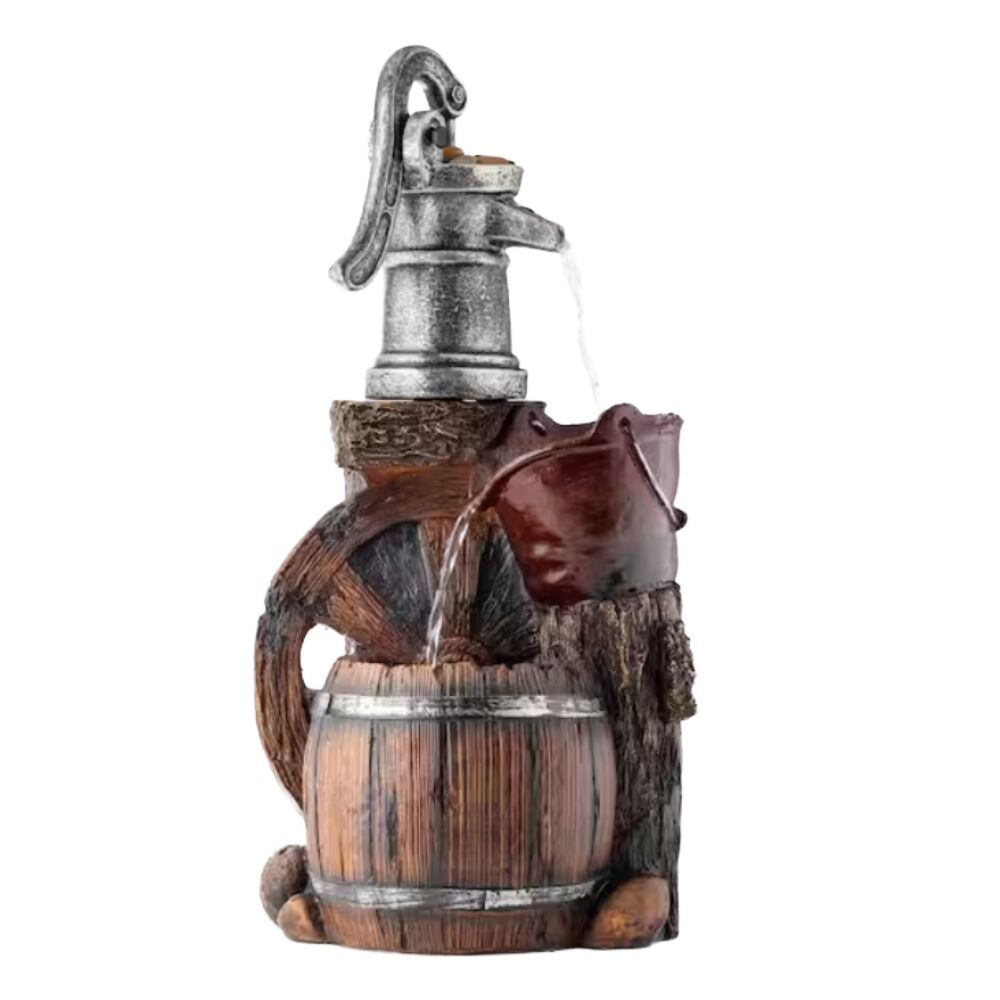 image of Rustic Pump Barrel Fountain