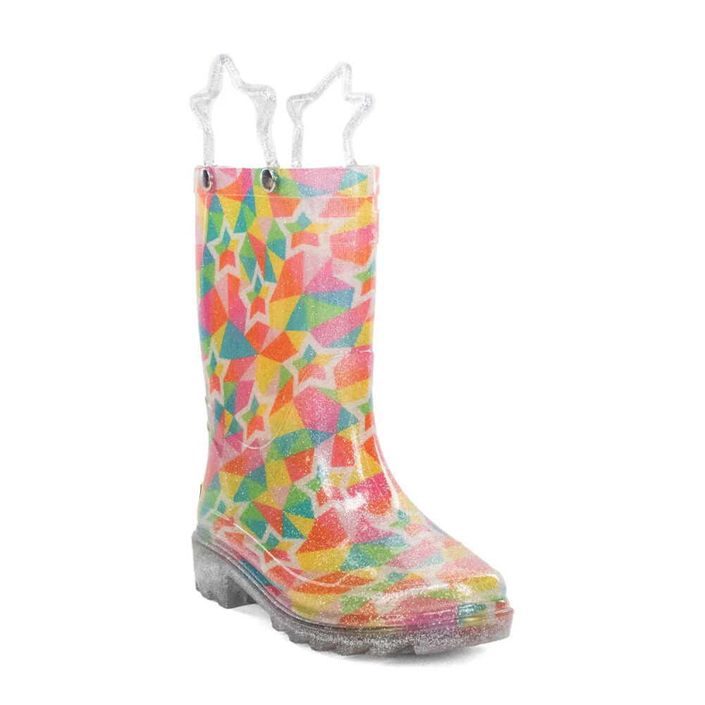 image of Girl's Star Kaleidoscope Lighted Rain Boot