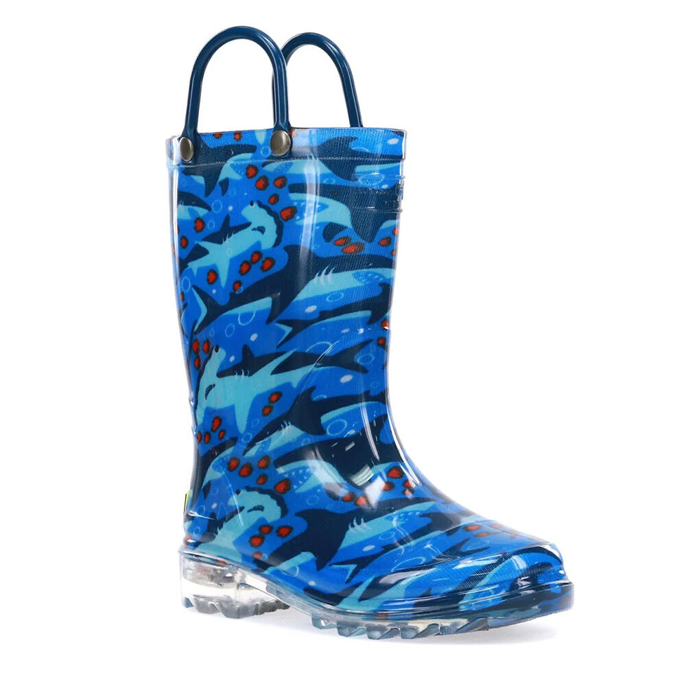 image of Boy's Shark Chase Lighted Rain Boot