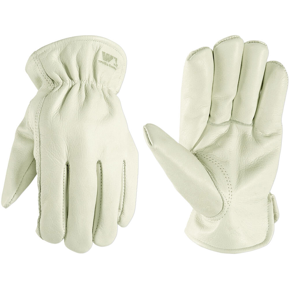 image of Men's Cowhide Leather Shirred Wrist Gloves