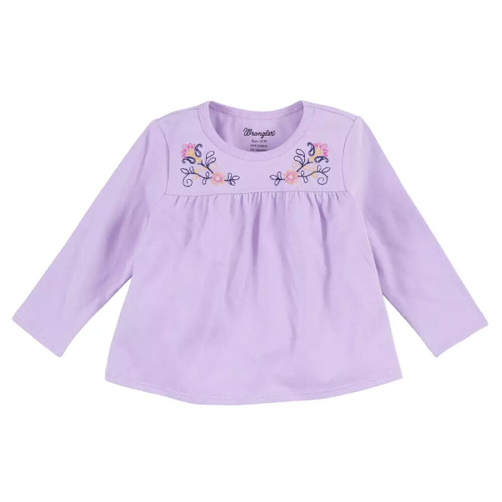 image of Infant/Toddler Girl's Floral Embroidery Long Sleeve Top
