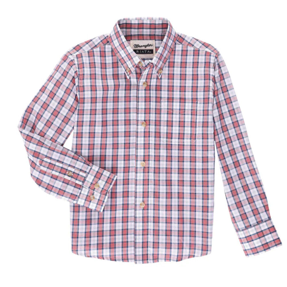 image of Boy's Riata Plaid Long Sleeve Shirt