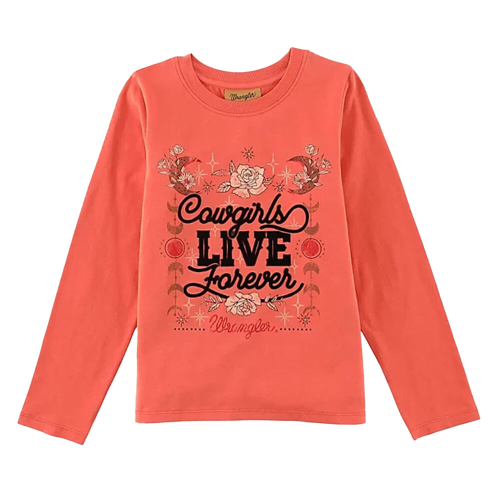 image of Girl’s Long Sleeve Cowgirls Forever Graphic Tee