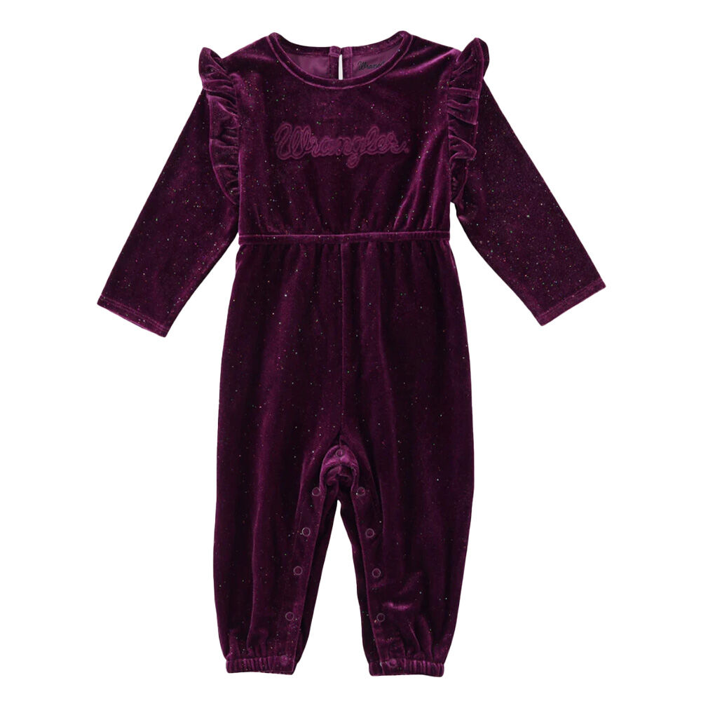 image of Infant Girl's Velvet Script Logo Long Sleeve Bodysuit