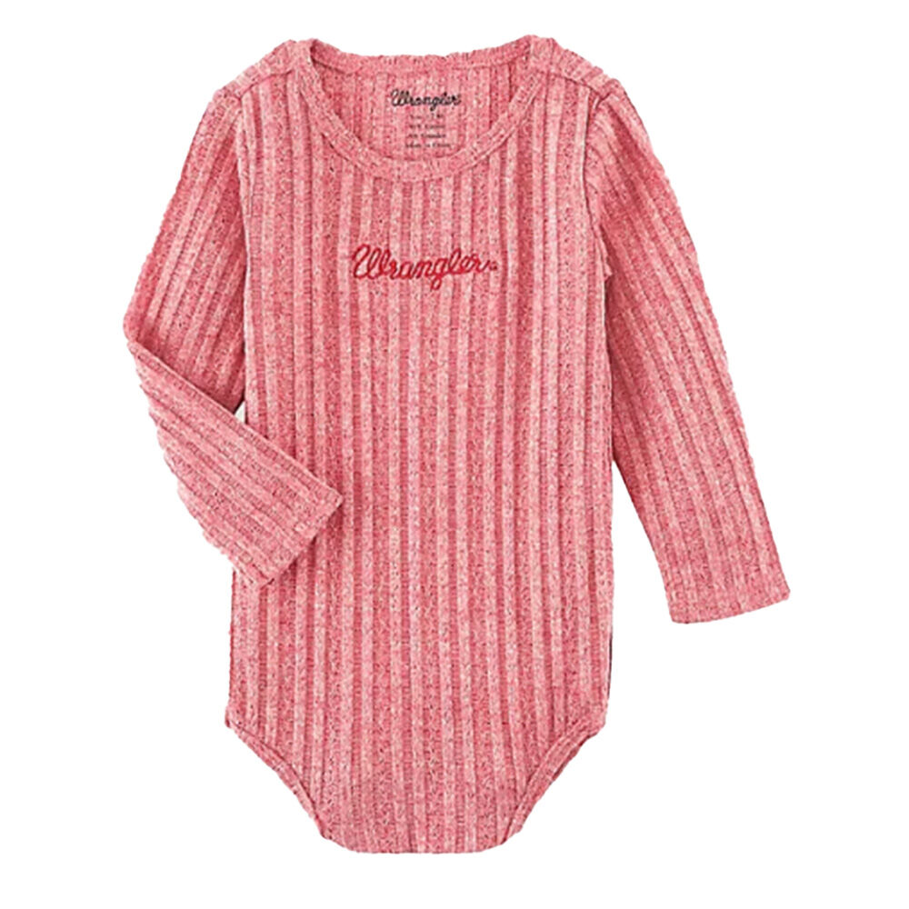 image of Infant Girl's Knit Script Logo Long Sleeve Onesie