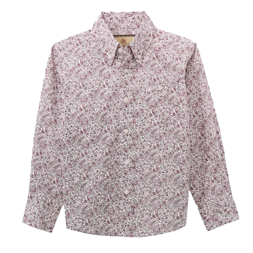 image of Boy's Paisley Long Sleeve Button Shirt
