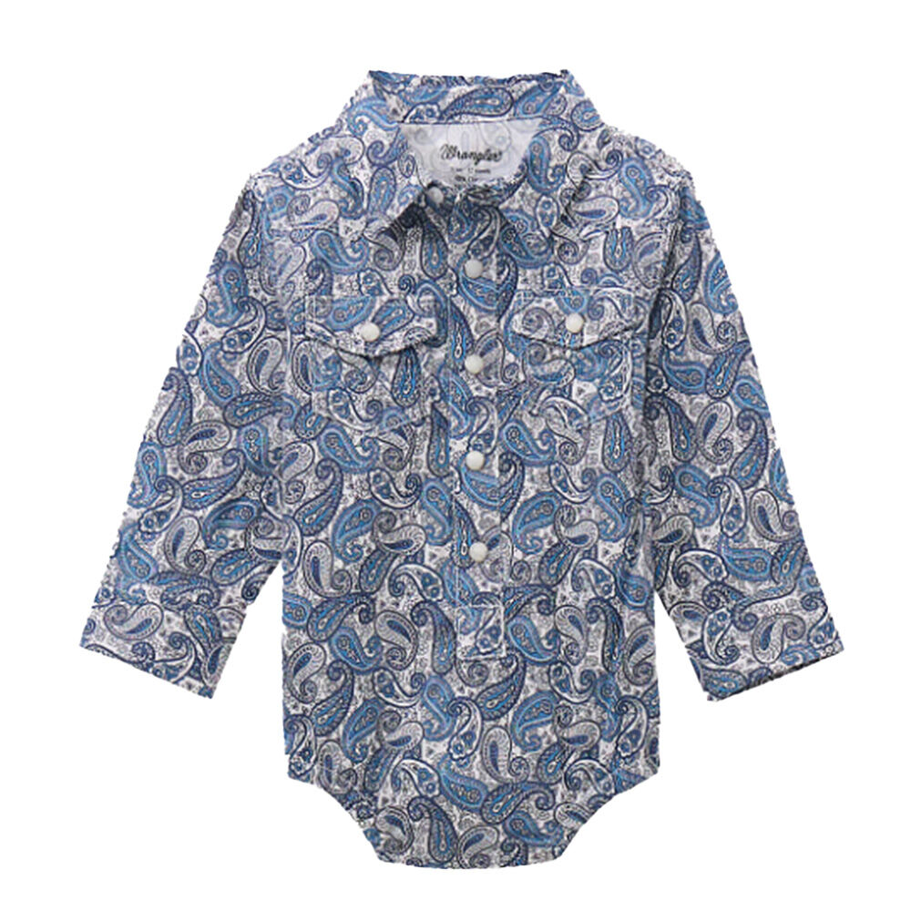 image of Infant Boy's Western Paisley Long Sleeve Onesie