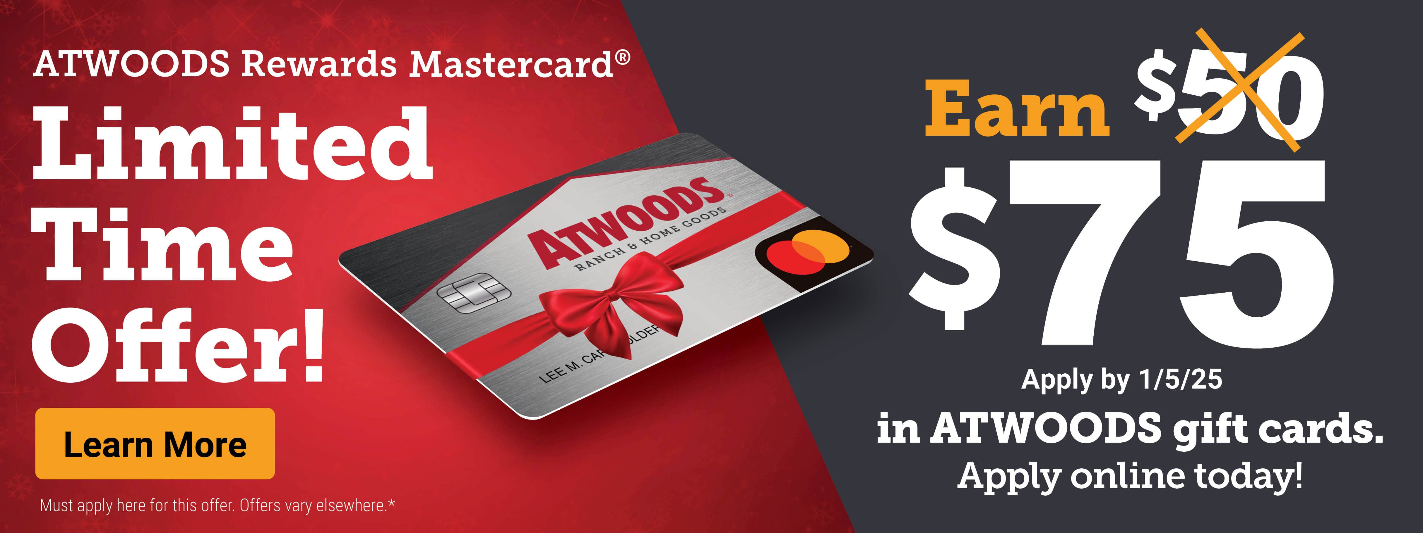 Atwoods Credit Card Promo